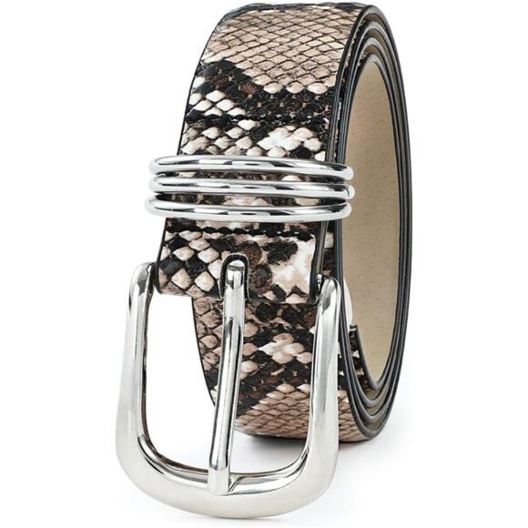 Women\'s Leather Belts with Gold Buckle Fashion Leather Waist Belt Elegant